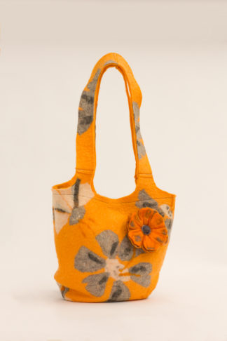 Sommertasche orange mit Blüten